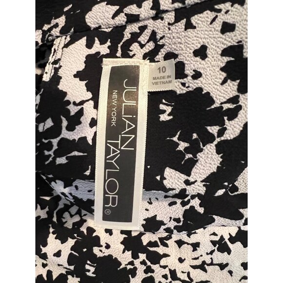 ✅3/$20 Sale-JULIAN TAYLOR NY-NEW  Stunning Black&Ivory Crepe Flared Dress-Sz 10 - Picture 6 of 13
